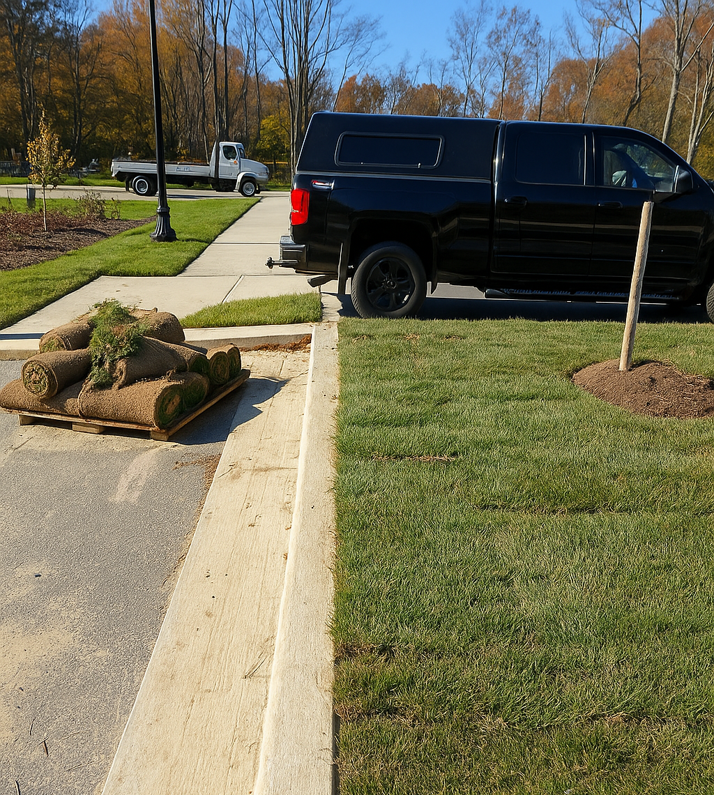 image of sod for new construction landscape installation in Southern Maryland